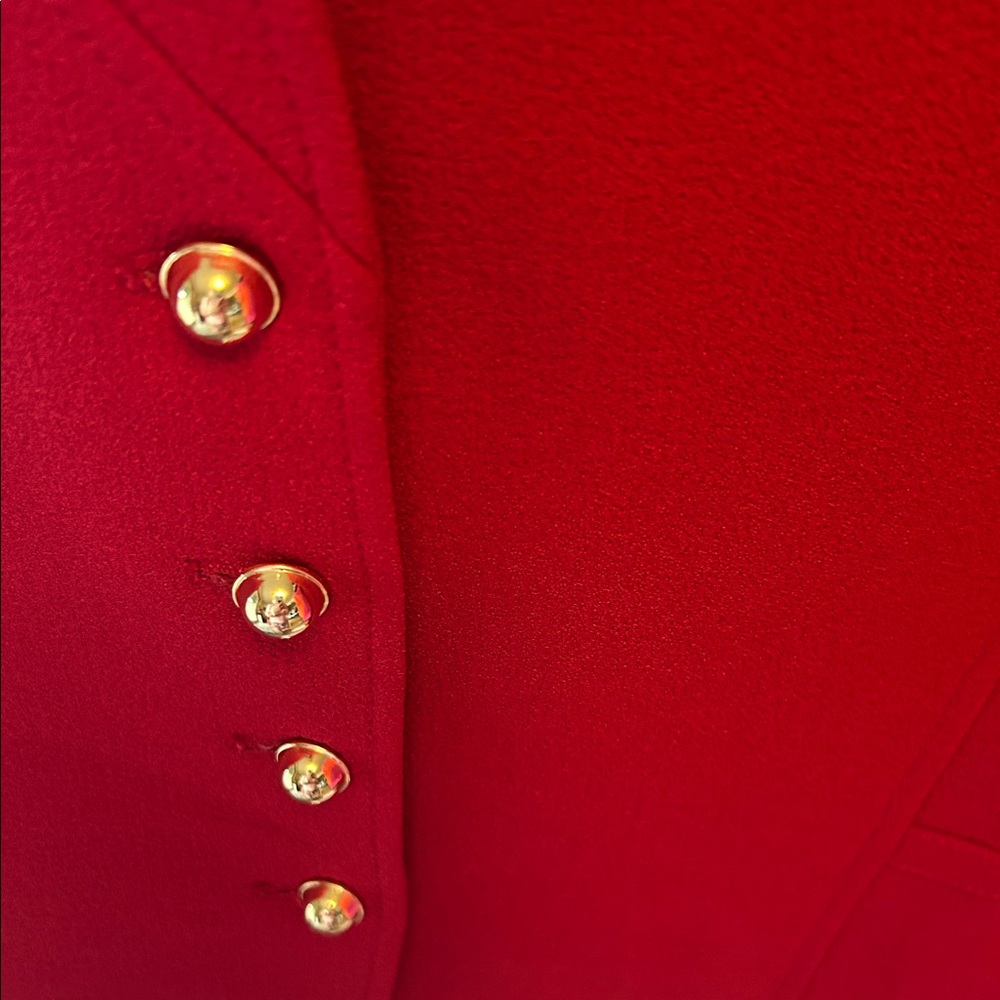 Tahari Scarlet Blazer with Shiny Gold Accents